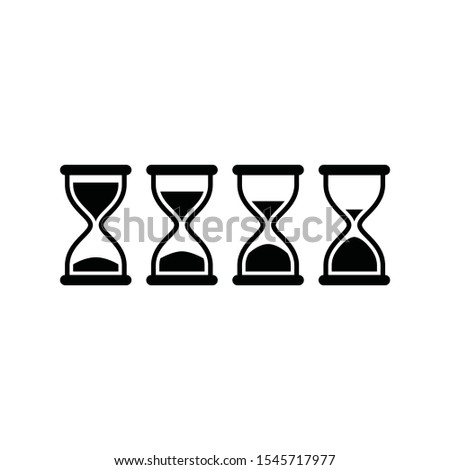 Hourglass simple black vector icon set. Sand clock, half full, half empty glyph symbol set.