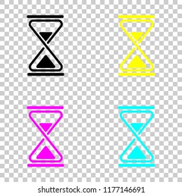 hourglass, simple icon. Colored set of cmyk icons on transparent background