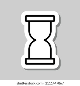 Hourglass simple icon. Flat desing. Sticker with shadow on gray background.ai