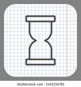 Hourglass simple icon. Flat desing. On graph paper. Grey background.ai