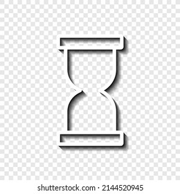 Hourglass simple icon. Flat desing. White with shadow on transparent grid.ai