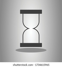 Icono simple de vidrio de arena con sombra. Diseño plano 