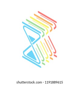 hourglass, simple icon. Stack of colorful isometric icons on white background