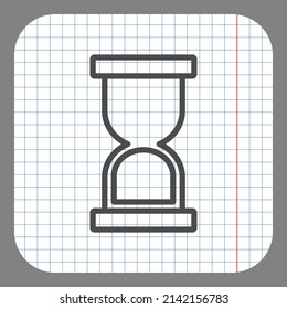 Hourglass simple icon vector. Flat desing. On graph paper. Grey background.ai