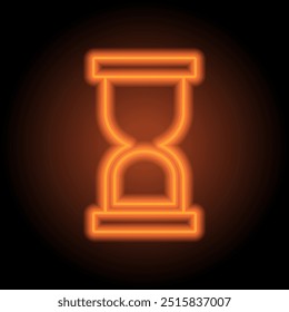 Vetor de ícone simples de ampulheta. Design plano. Néon laranja no fundo preto.ai