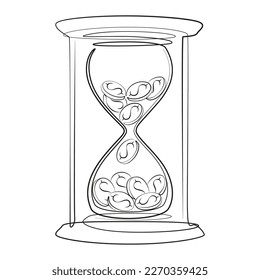 Hourglass single outline line drawing  Time is money financial investment concept  Time management conceptual metaphor  Business art  Trendy one line image design vector illustration 