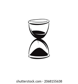 Hourglass sketch. Clock on a white background