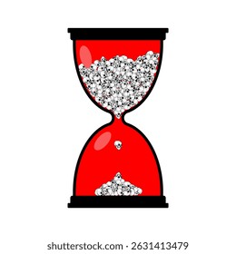 Hourglass with skulls. Glass hourglass and skull. Concept - time is death.