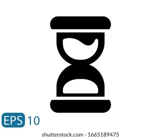 Hourglass solid style icon, sand time clock on white background. EPS 10