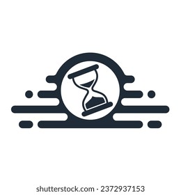Hourglass in space. Period. Time interval.  Vector linear icon isolated on white background.
