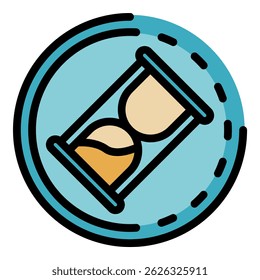 Hourglass startup icon. Outline hourglass startup vector icon color flat isolated