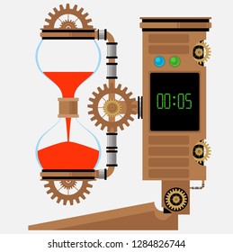 Hourglass in steampunk style. Vector illustration on a fashionable steampunk theme.