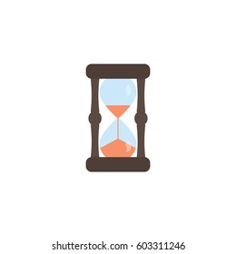 Hourglass in the style of flat. Front view. Vector illustration.