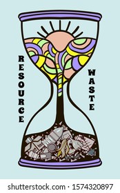 hourglass as a symbol of human destruction of nature