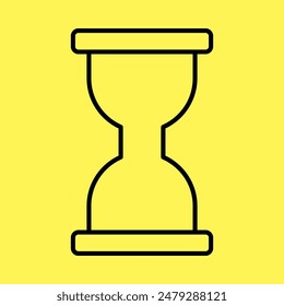 hourglass symbol icon simple, line vector isolated on yellow background. trendy and modern design