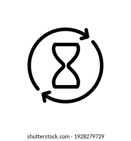 Hourglass symbol. Repeat of history. Time icon vector illustration