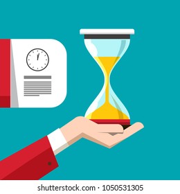Hourglass Symbol. Vector Sand Clock Icon. Time Measurement Background.