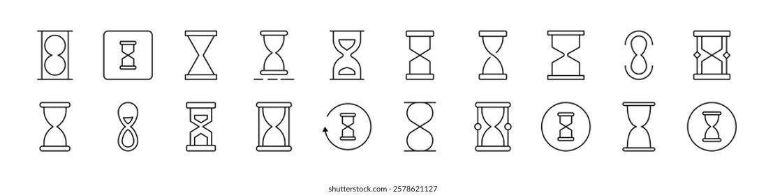 Hourglass Thin Icons Collection. Editable Stroke. Suitable for Web Sites, Books, Cards, Apps 