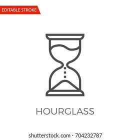 Hourglass Thin Line Vector Icon. Flat Icon Isolated on the White Background. Editable Stroke EPS file. Vector illustration.