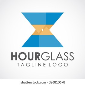 Hourglass of time abstract vector and logo design or template progress grow business icon of company identity symbol concept