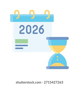 Ícone de Estilo Plano da Ilustração Vetorial do Calendário de Tempo de Ampulheta 2026