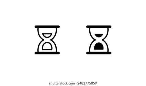hourglass Time Clock HOURGLASS TIMER sand clock History event line and flat icons set, editable stroke isolated on white, linear vector outline illustration, symbol logo design style