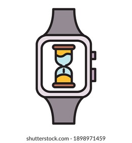 hourglass time counter in wristwatch line and fill style icon vector illustration design