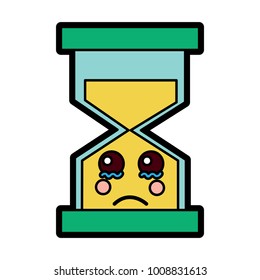 hourglass time cry kawaii character