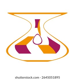 Hourglass time icon. Drop motion symbol. Orange purple elements. Abstract vector shape.