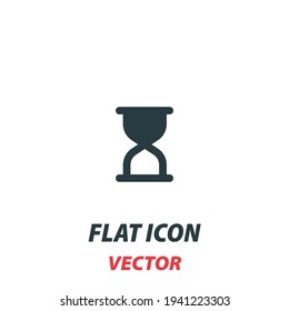 Icono de tiempo de reloj de arena en un estilo plano. Pictograma de ilustración de vector sobre fondo blanco. Símbolo aislado adecuado para concepto móvil, aplicaciones web, infografías, interfaz y diseño de aplicaciones