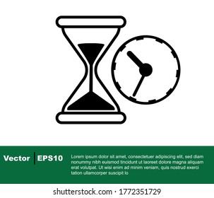 hourglass and time icon flat vector.
