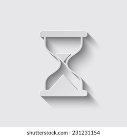 Hourglass time icon isolated vector with shadow on a grey backgroun