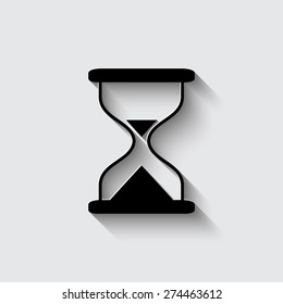Hourglass time icon isolated vector  with shadow on a grey background
