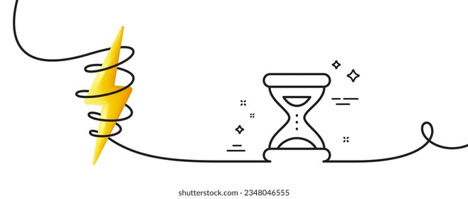 Stundenglas Zeitlinie Symbol. Kontinuierlich eine Linie mit curl. Uhrensandzeichen. Symbol ansehen. Einmaliges Rahmenband. Loop-Kurve mit Energie. Vektorgrafik