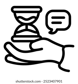 Hourglass Time Management Vector Line Icon Symbol