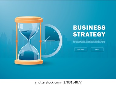 Hourglass As Time Passing Concept For Business Deadline, Running Out Of Time Vector Illustration