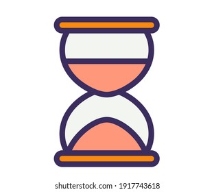 tiempo de reloj de arena y un único icono aislado con estilo de línea relleno