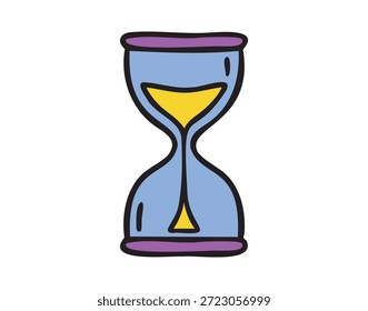 Ampulheta, rastreador de tempo para estudo, rabiscar planejador colorido, desenhado à mão. Ilustração vetorial.