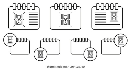 Hourglass, Zeit-Vektorsymbol in Kalender-Set-Illustrationen für i und ux, Website oder mobile Anwendungen