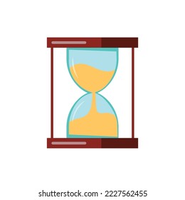 Hourglass or time vector. Orange clock illustration in flat style