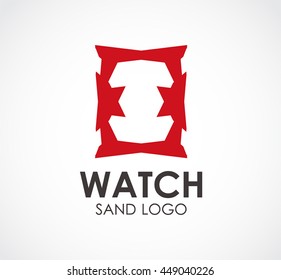 Hourglass of time watch abstract vector and logo design or template sand business icon of company identity symbol concept