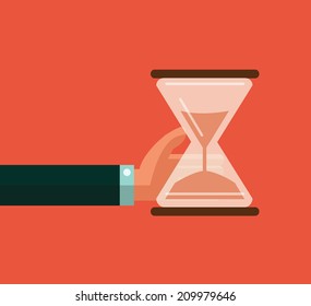 Hourglass timer concept for business deadline and leadership. flat design vector 