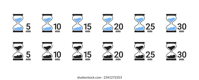 Hourglass timer. Cooking time icons. Label cooking time. Vector scalable graphics