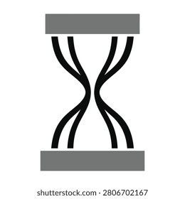Hourglass timer with flowing sand on white background, symbolizing time management and countdown