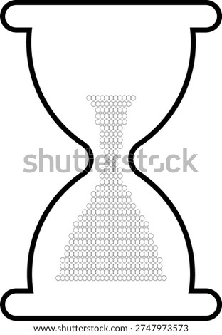 Hourglass Timer with Halftone Sand – Time Passing Concept Line Vector Illustration