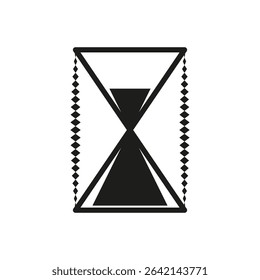 Hourglass timer icon. Sand clock symbol. Minimal time vector. Rectangular frame motif.