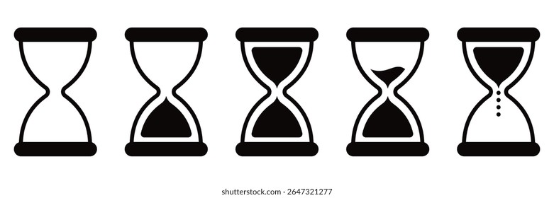 Hourglass Timer Icon Set  Flat Sand Watch Symbols for UI App Deadline Loading Screens