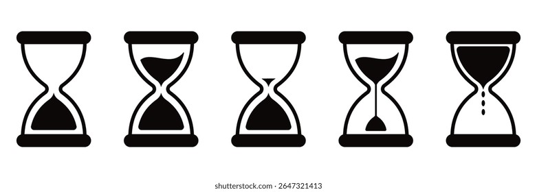 Hourglass Timer Icon Set – Flat Sand Watch Symbols for UI, App, Deadline Loading Screens