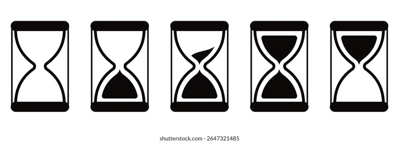 Hourglass Timer Icon Set – Flat Sand Watch Symbols for UI, App, Deadline Loading Screens