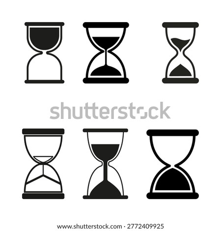 Hourglass Timer Icons. Sand Clock Symbols. Time Management Graphics. Vector Set